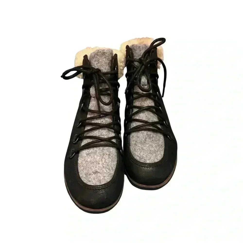 Sorel Women's Harlow Cozy Lace Up Booties Black Gray 7.5 hiking leather winter - Picture 8 of 14